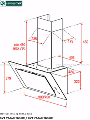 Máy hút mùi Teka DVT 98660 TBS BK / DVT 78660 TBS BK (Áp tường - Kính vát)