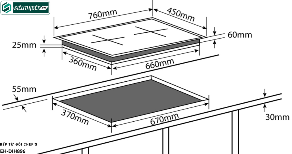 Bếp từ đôi Chef's EH - DIH896 Công nghệ Inverter tiết kiệm điện (Made in Germany)
