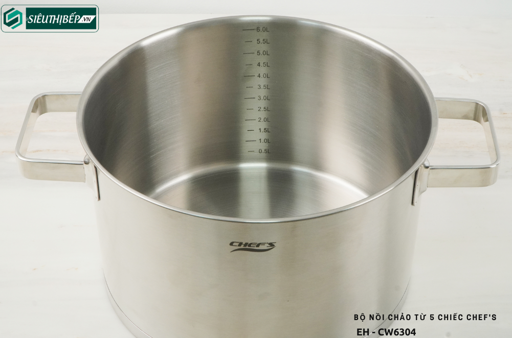 Bộ nồi chảo từ Chef's EH - CW6304 (Inox - 5 món)