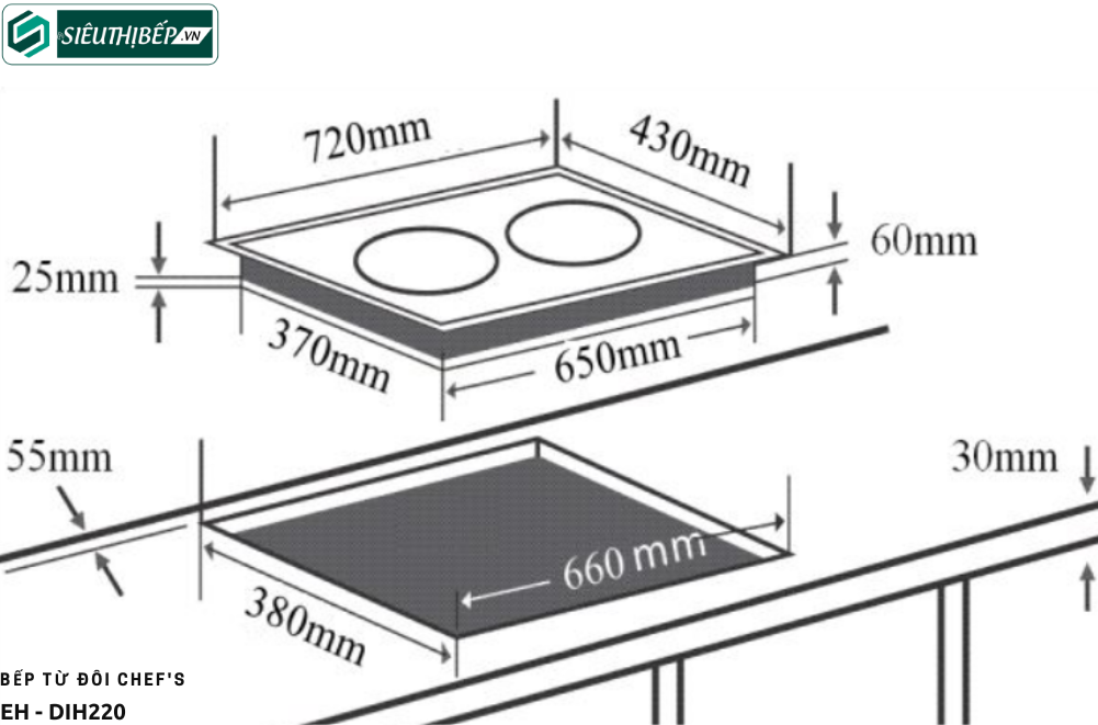 Bếp từ đôi Chef's EH - DIH220 (Lắp ráp Việt Nam)