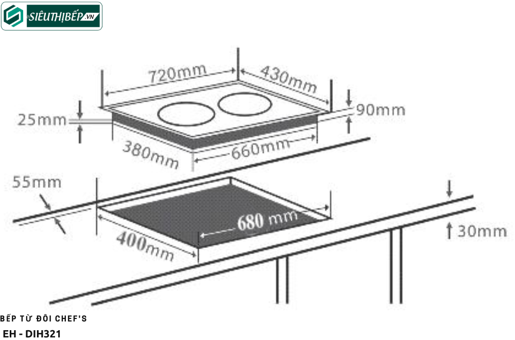 Bếp từ đôi Chef's EH - DIH321 (Lắp ráp Việt Nam)