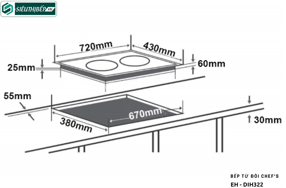 Bếp từ đôi Chef's EH - DIH322 (Lắp ráp Việt Nam)