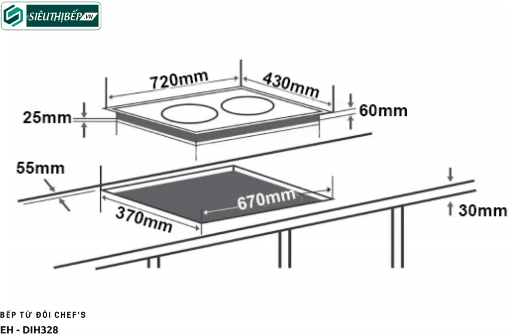 Bếp từ đôi Chef's EH - DIH328 (LK E.G.O - Germany)