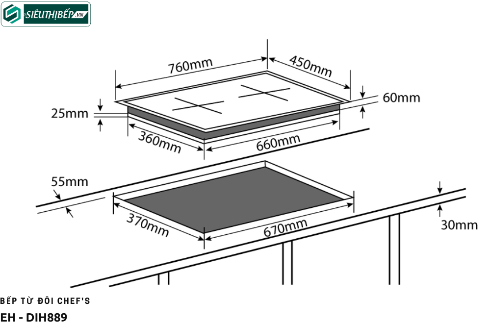 Bếp từ đôi Chef's EH - DIH889 Công nghệ Inverter tiết kiệm điện (Made in Germany)