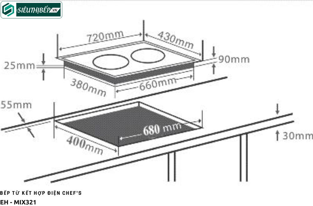 Bếp từ kết hợp điện Chef's EH - MIX321 (Lắp ráp tại Việt Nam)