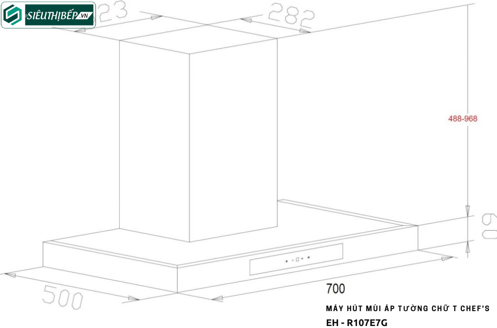 Máy hút mùi Chef's EH - R107E7G (Áp tường - Chữ T)