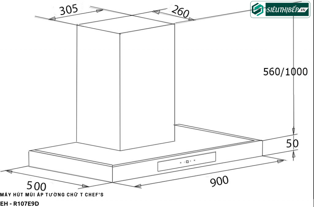 Máy hút mùi Chef's EH - R107E7D / EH - R107E9D (Áp tường - Chữ T)
