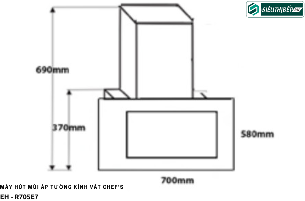 Máy hút mùi Chef's EH - R705E7 (Áp tường - Kính vát)