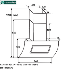 Máy hút mùi Chef's EH - R706E7B (Áp tường - Kính vát)