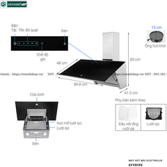 Máy hút mùi Electrolux KFVB19K (Áp tường - Kính vát)