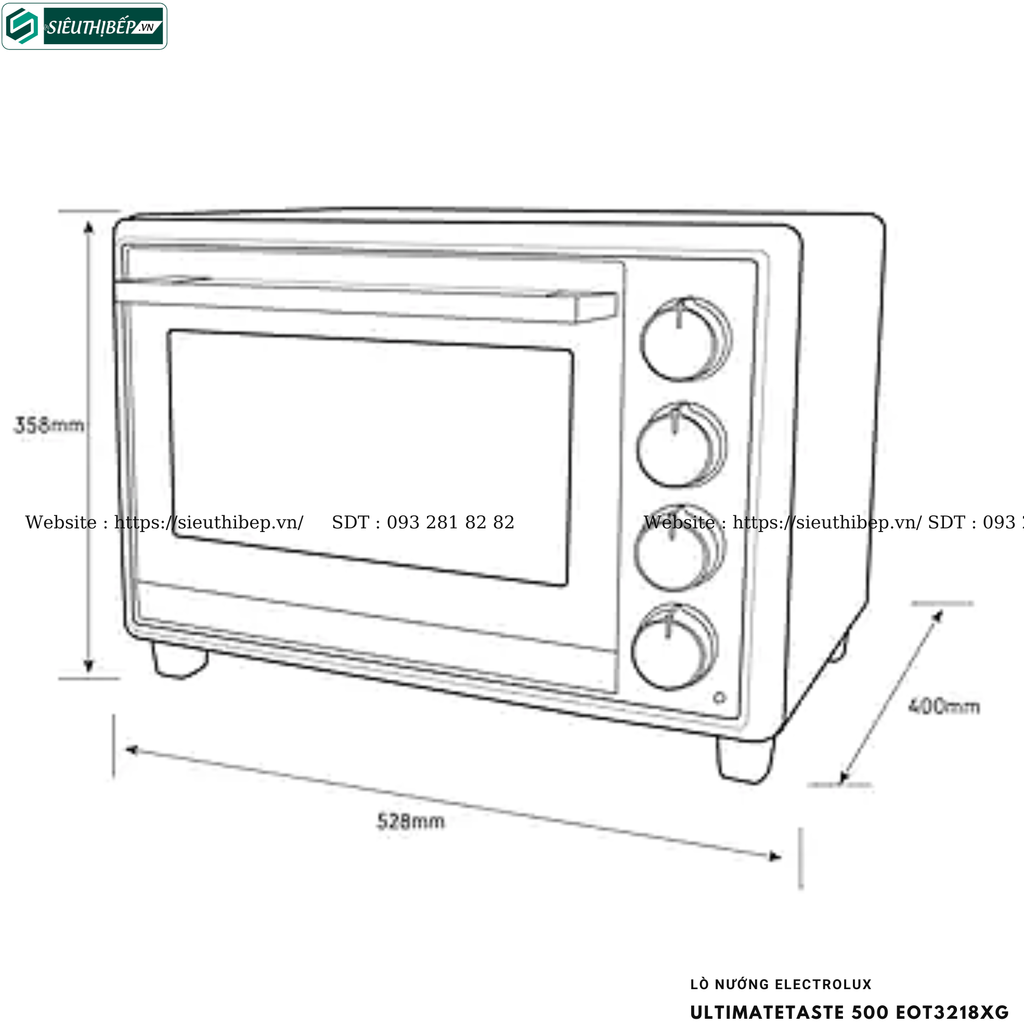 Lò nướng Electrolux UltimateTaste 500 - EOT3218XG (Để bàn - 32 Lít)