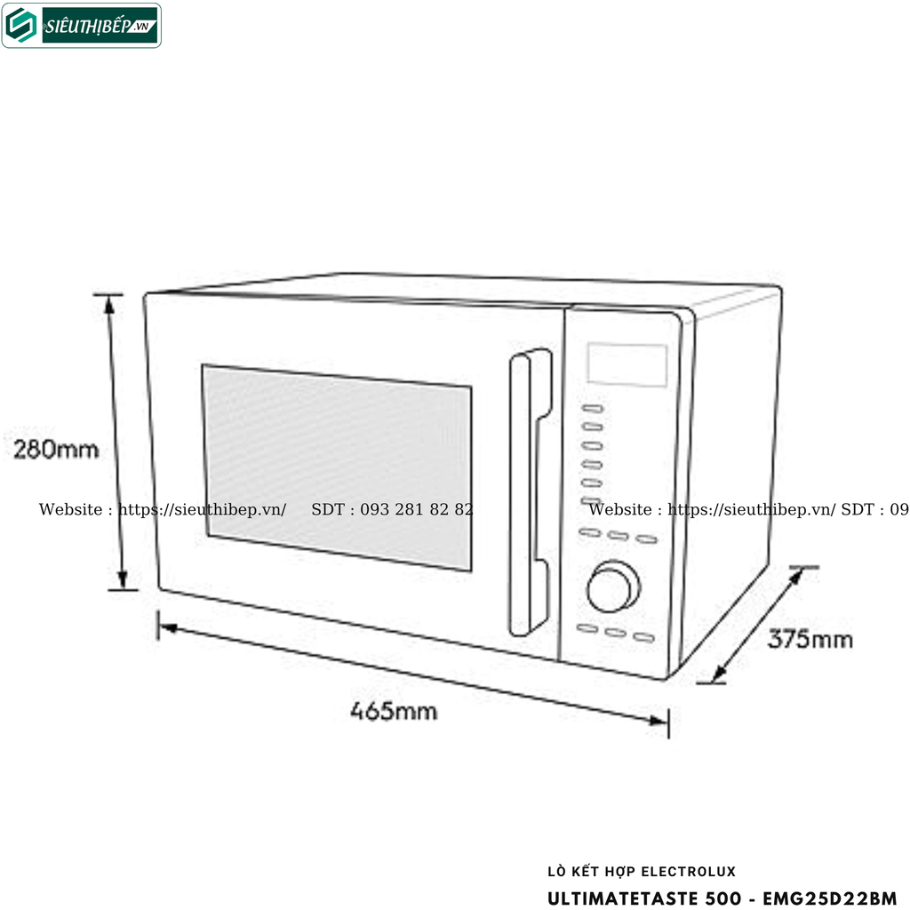 Lò kết hợp Electrolux UltimateTaste 500 - EMG25D22BM (Lò vi sóng kết hợp nướng đối lưu để bàn - 25 Lít)