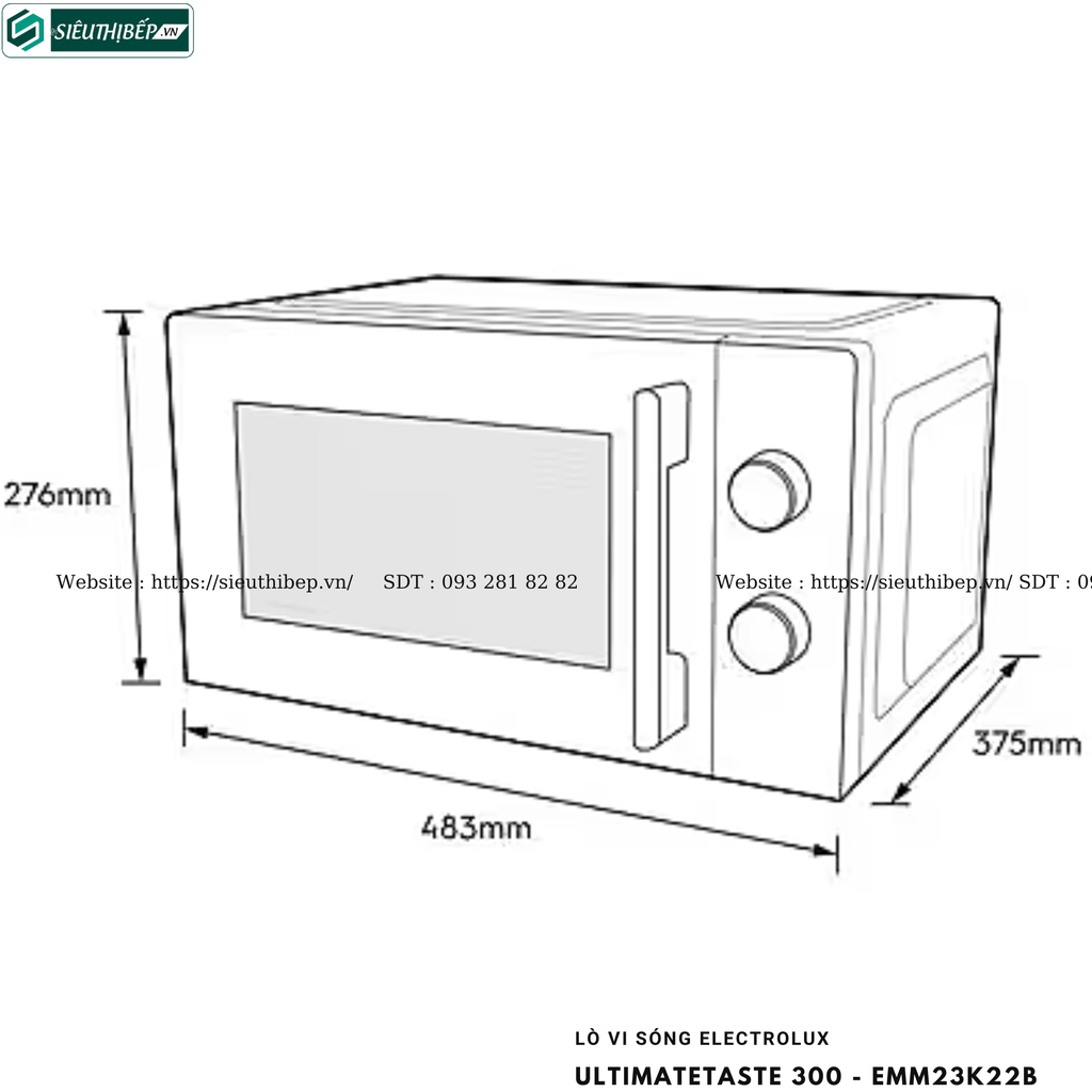 Lò vi sóng Electrolux UltimateTaste 300 - EMM23K22B (Để bàn - 23 Lít)