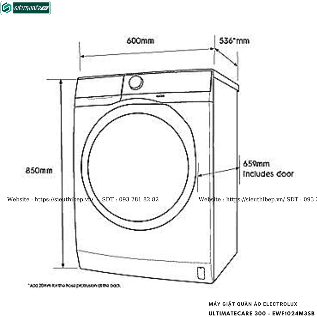 Máy giặt Electrolux UltimateCare 300 - EWF1024M3SB (10KG - Cửa ngang)