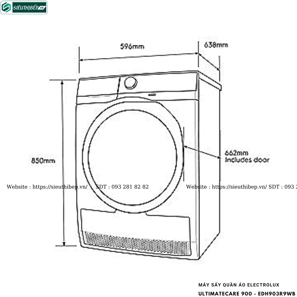 Máy sấy quần áo Electrolux UltimateCare 900 - EDH903R9WB (9KG - Sấy bơm nhiệt Heat Pump)