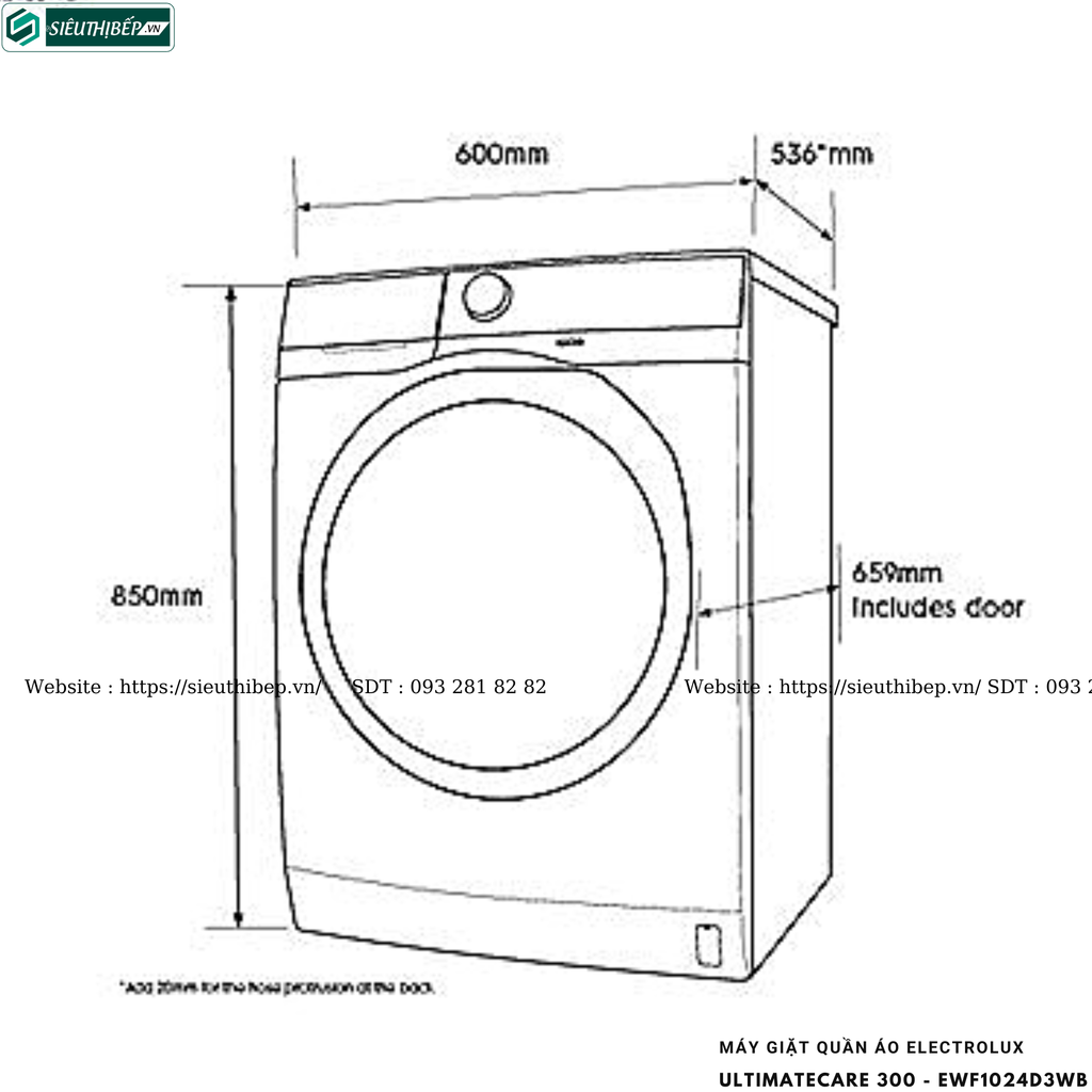 Máy giặt Electrolux UltimateCare 300 - EWF1024D3WB (10KG - Cửa ngang)