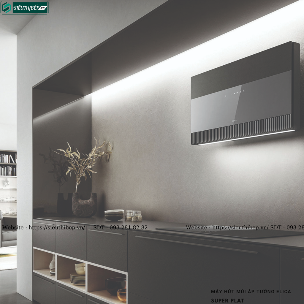 Máy hút mùi Elica SUPER PLAT (Áp tường, kính vát - Made in Italy)