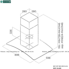 Máy hút mùi Elica REEF ISLAND (Đảo - Made in Poland)