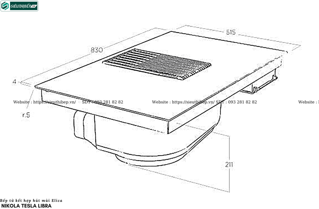 Bếp từ kết hợp hút mùi Elica Nikola Tesla LIBRA  (Made in Italya)