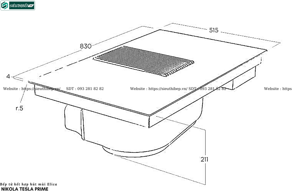 Bếp từ kết hợp hút mùi Elica Nikola Tesla PRIME (Made in Italya)