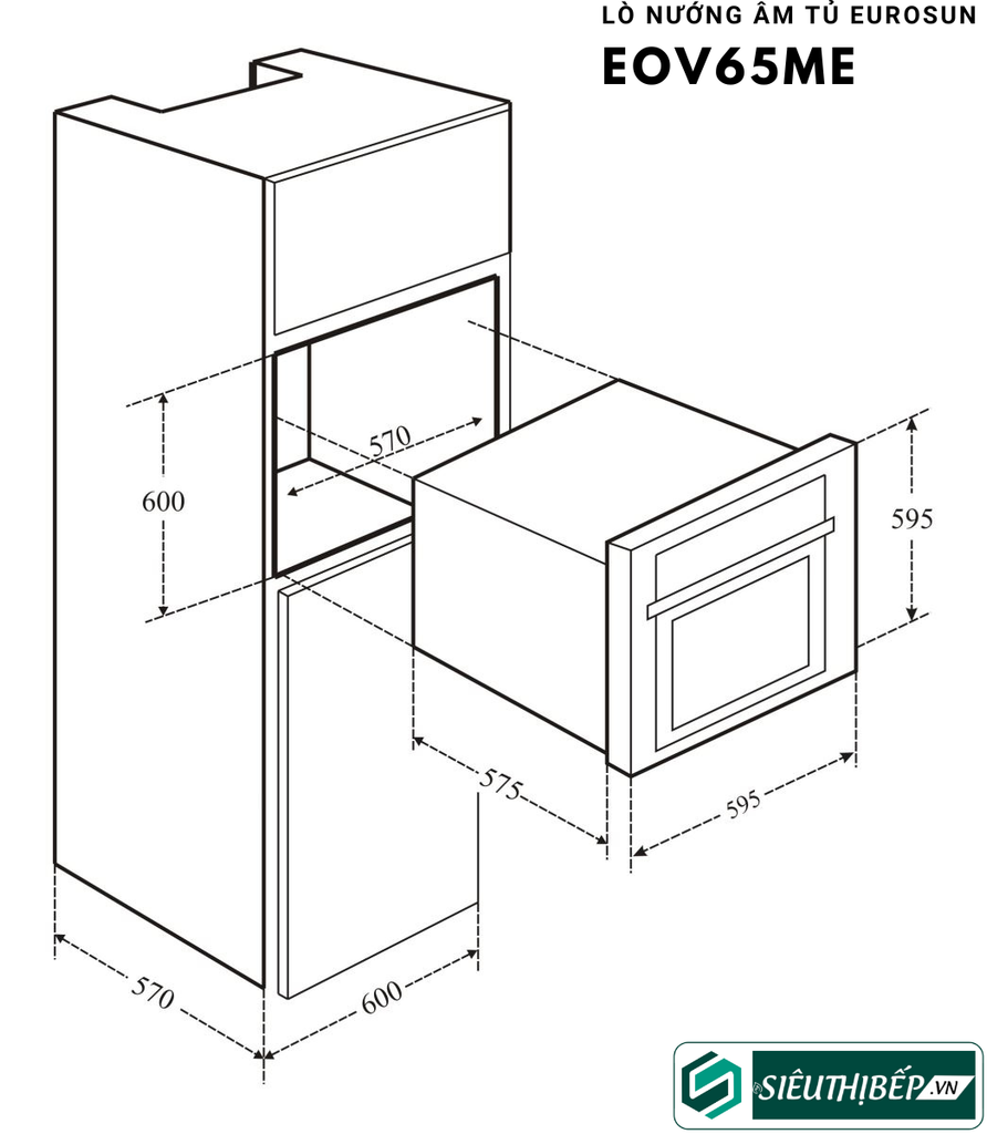 Lò nướng Eurosun EOV65ME (65 Lít - Âm tủ)