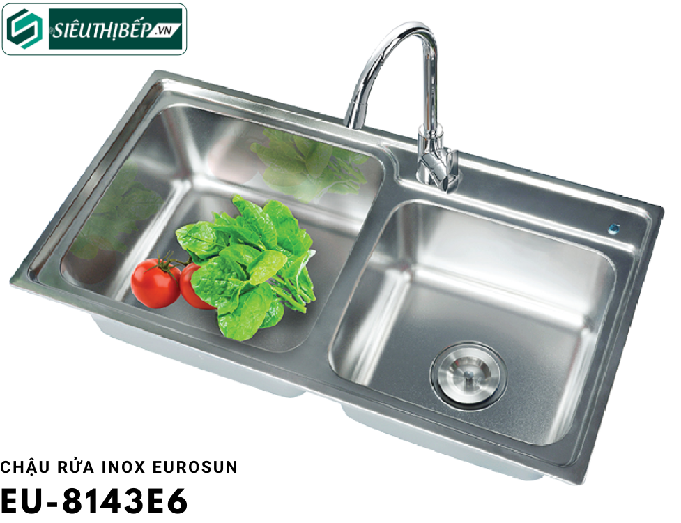 Chậu rửa bát Eurosun EU - 8143E6 (Inox - 2 hộc lệch)