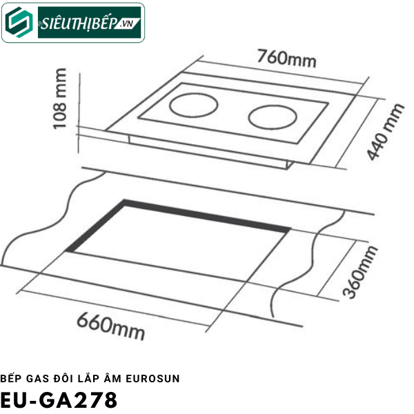 Bếp gas đôi Eurosun EU - GA278