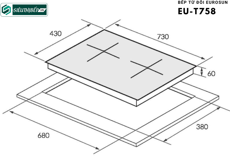 Bếp từ đôi Eurosun EU - T758 Inverter tiết kiệm điện
