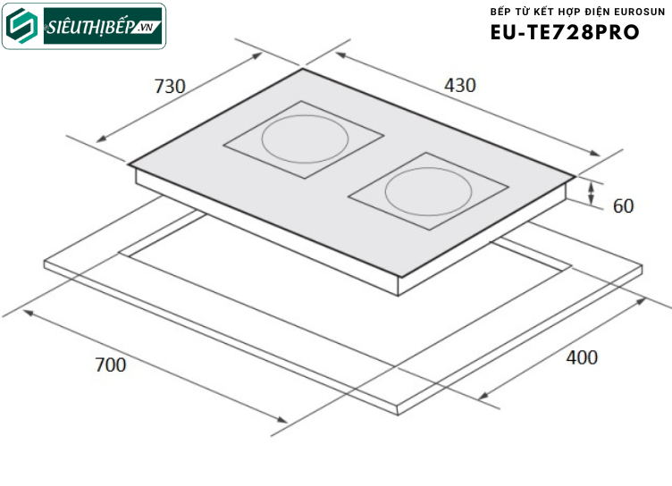 Bếp từ kết hợp điện Eurosun EU - TE 728PRO Inverter tiết kiệm điện