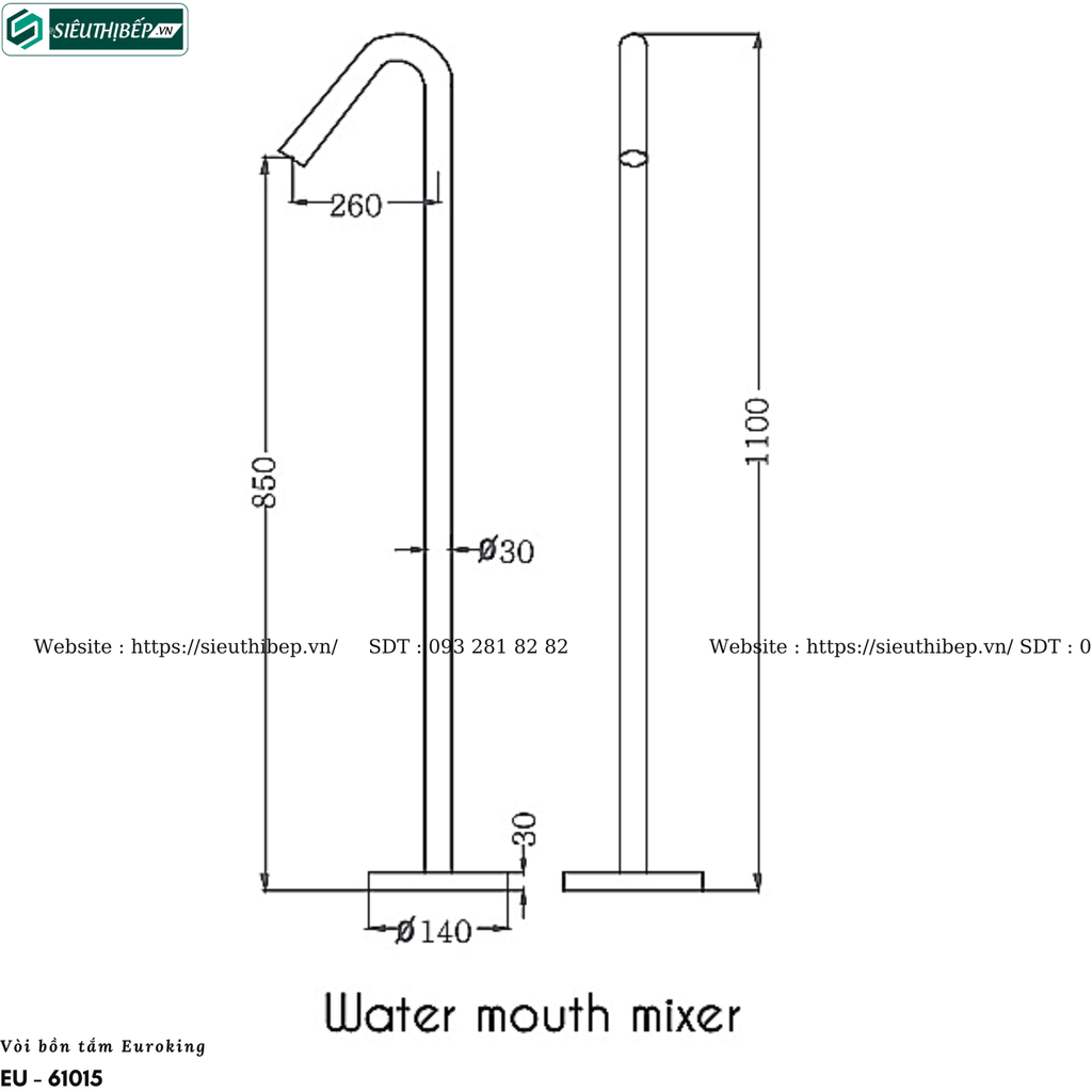 Vòi bồn tắm Euroking EU - 61015