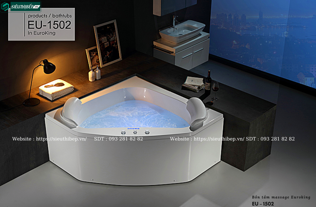 Bồn tắm massage Euroking EU – 1502 (Hệ thống các mắt sục và sủi massage)