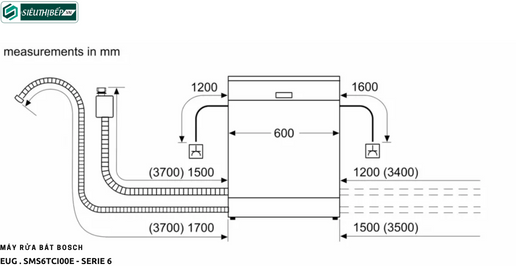 Máy rửa bát Bosch EUG SMS6TCI00E - serie 6 (Độc lập - 14 bộ bát đĩa Châu Âu)