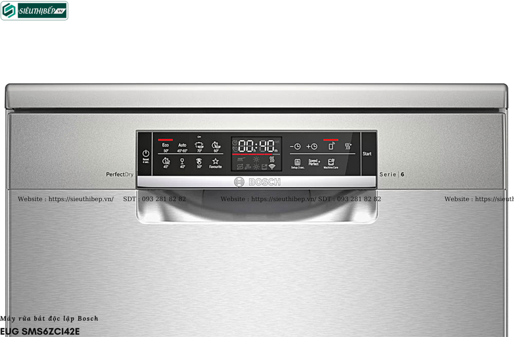 Máy rửa bát Bosch EUG SMS6ZCI42E - Serie 6 (Độc lập - 14 bộ bát đĩa Châu Âu)