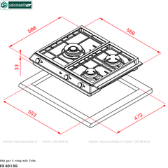 Bếp gas Teka EX 60.1 3G (3 vùng nấu - Made in Italya)