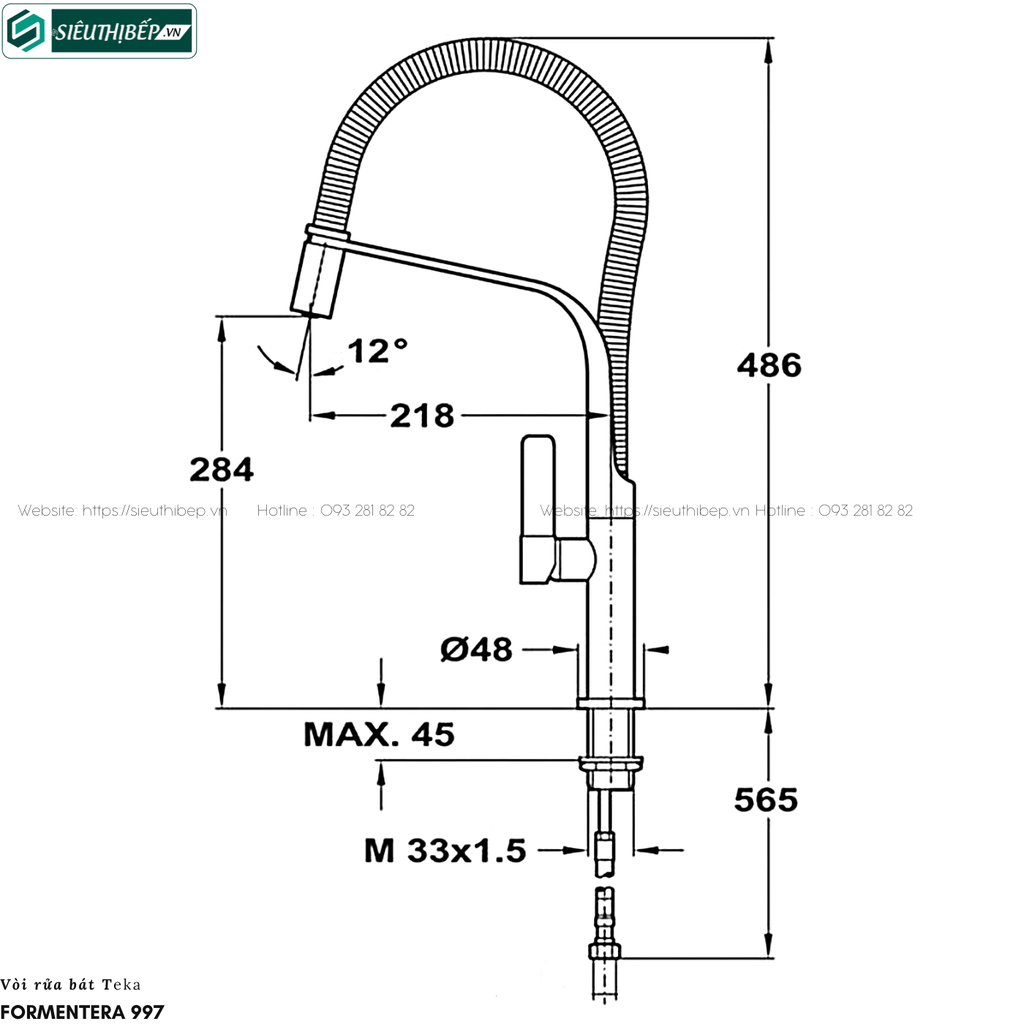 Vòi rửa bát Teka FORMENTERA 997 (Mạ Chrome - Nóng lạnh)