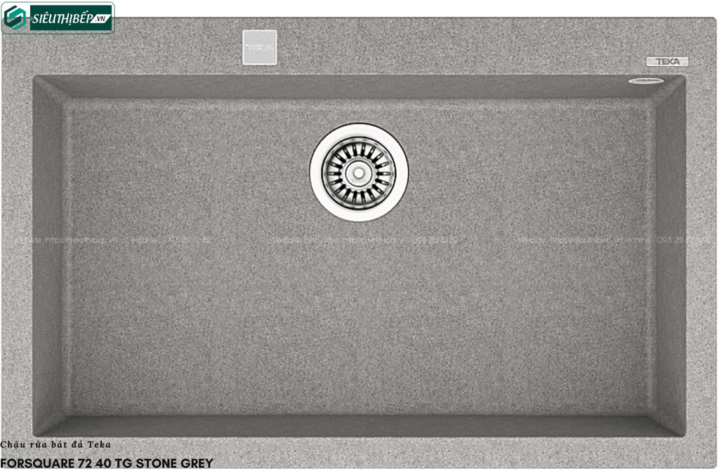 Chậu rửa bát Teka FORSQUARE 72 40 TG Black / Stone Grey (Đá 1 hộc rửa - Made in Italya)