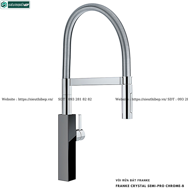 Vòi rửa bát Franke Crystal Semi-Pro Chrome-B (Inox - Made in Switzerland)