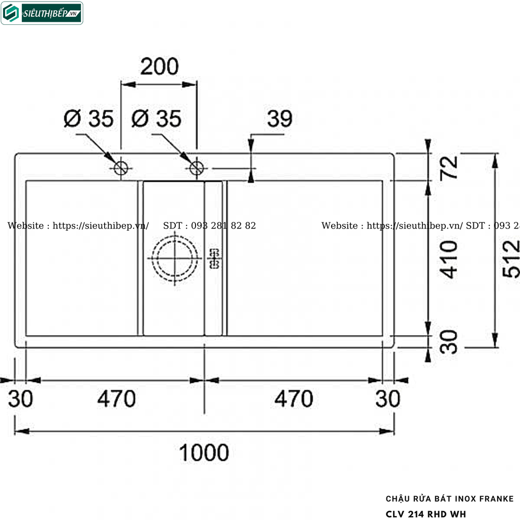 Chậu rửa bát Franke CLV 214 RHD WH / CLV 214 RHD BK (Inox, 1 hộc 1 bàn chờ - Made in Switzerland)