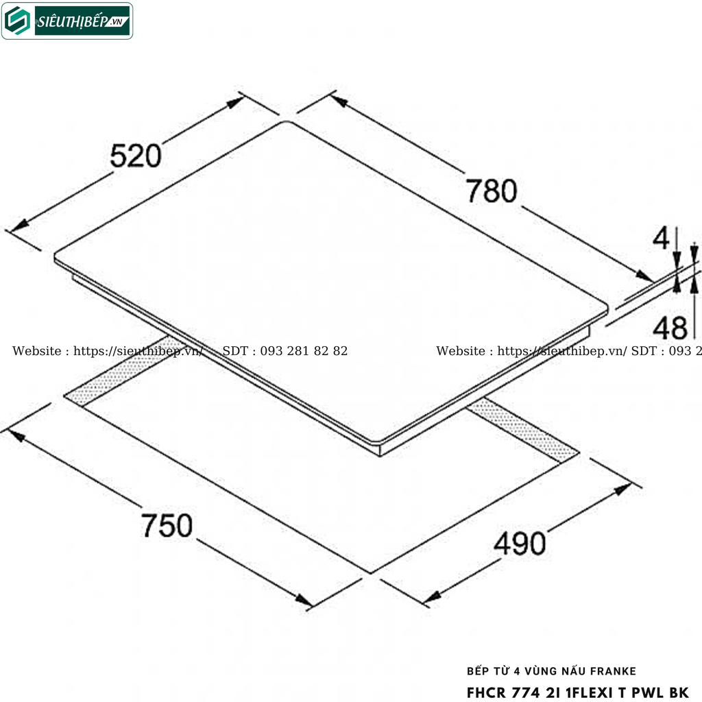 Bếp từ Franke FHCR 774 2I 1FLEXI T PWL BK (4 vùng nấu - Made in Italy)