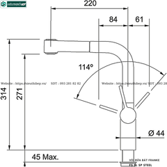 Vòi rửa bát Franke FS SL SP STEEL (Inox - Made in Switzerland)