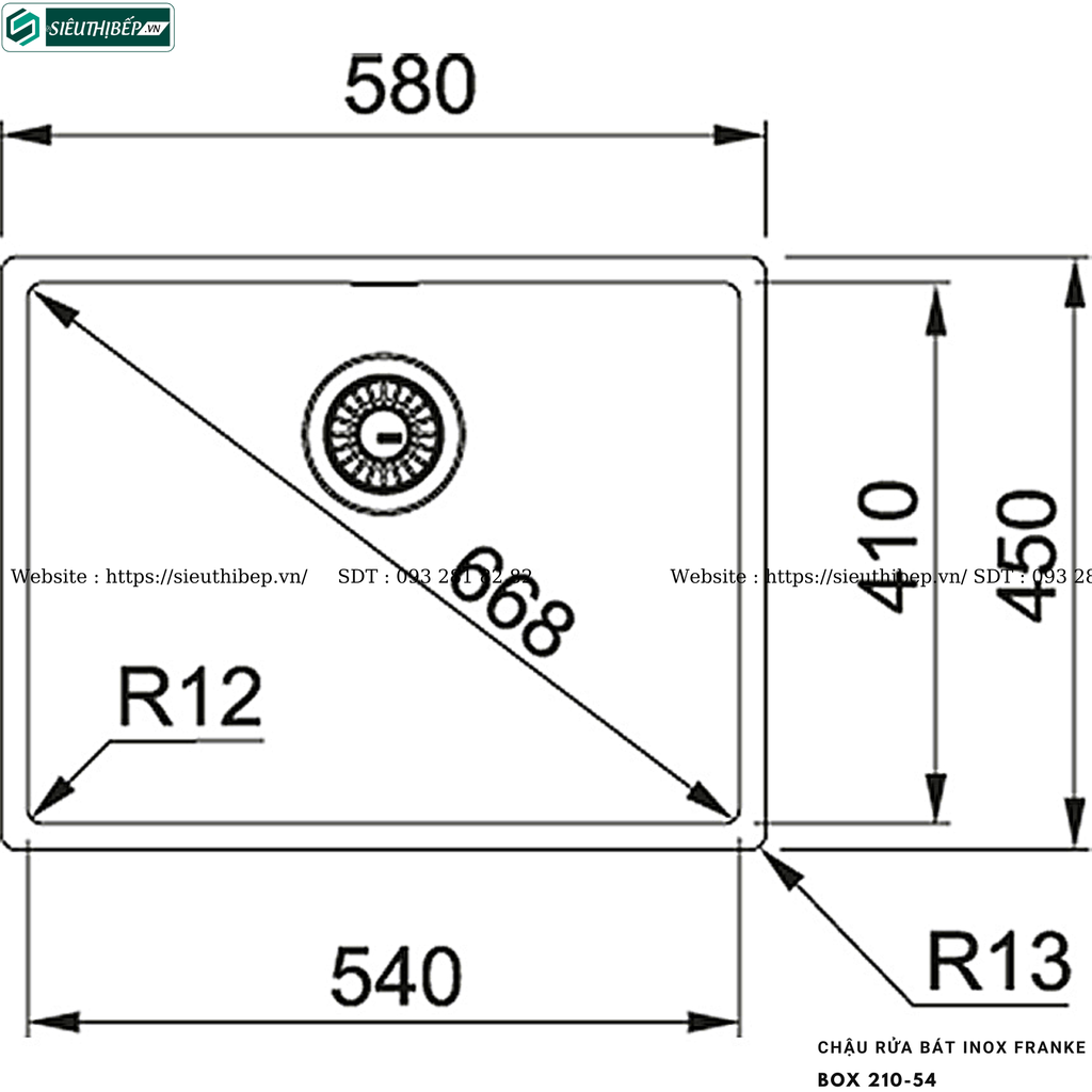 Chậu rửa bát Franke BOX 210-54 (Inox, 1 hộc)