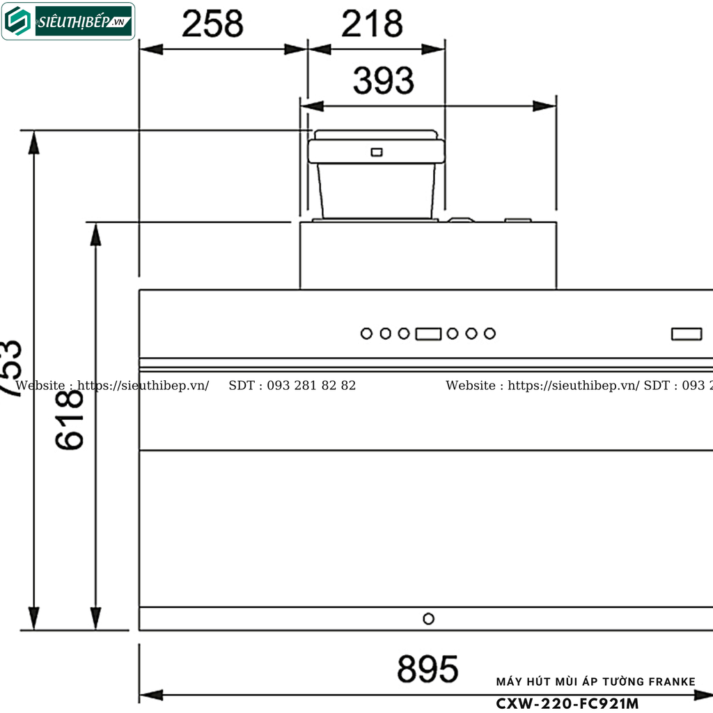 Máy hút mùi Franke CXW-220-FC921M (Áp tường, Kính vát)