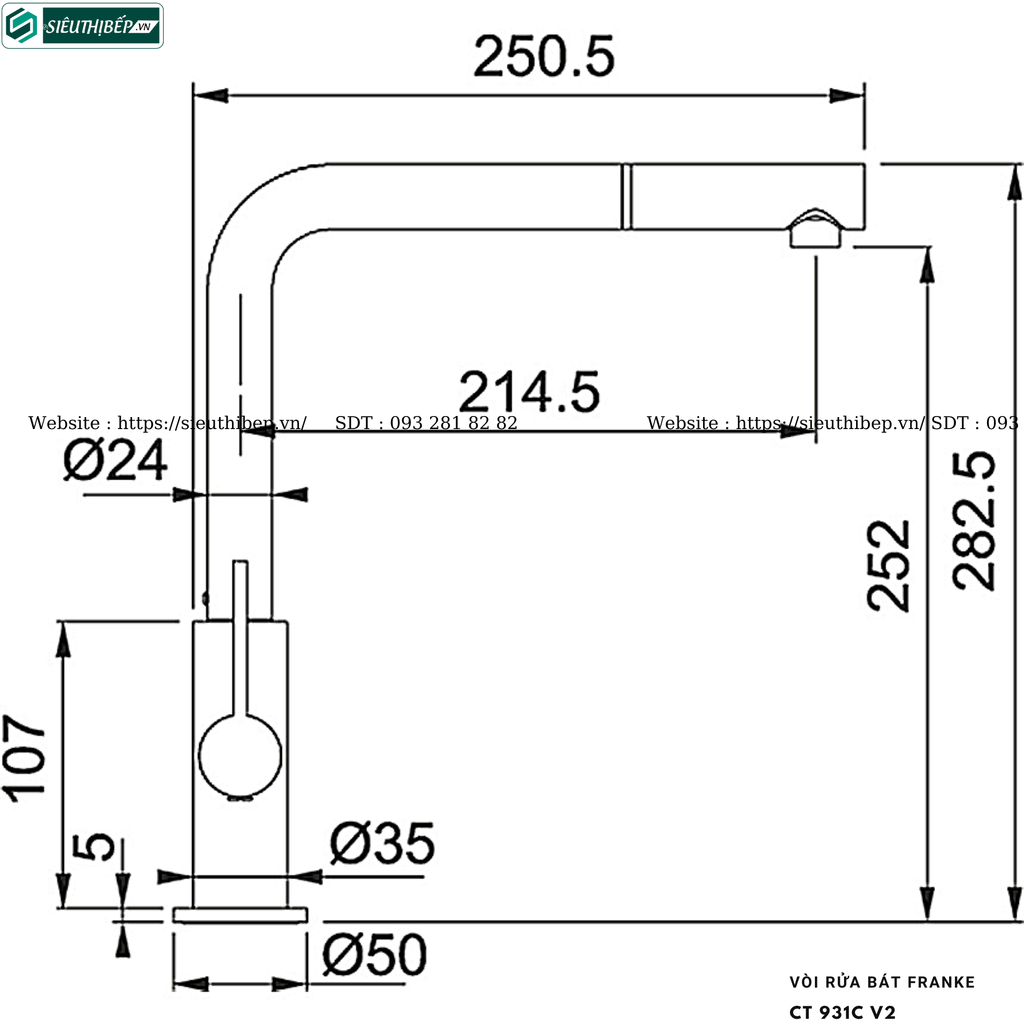 Vòi rửa bát Franke CT 931C V2 (Mạ Chrome)