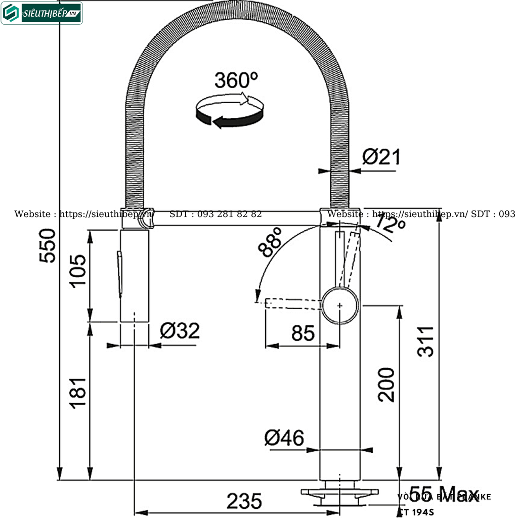 Vòi rửa bát Franke CT 194S (Inox)