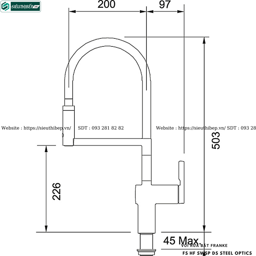 Vòi rửa bát Franke FS HF SWSP DS Steel Optics (Inox - Made in Switzerland)