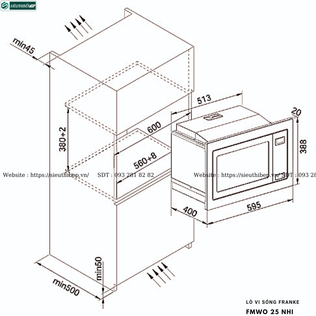 Lò vi sóng Franke FMWO 25 NHI (Âm tủ - 25 Lít)