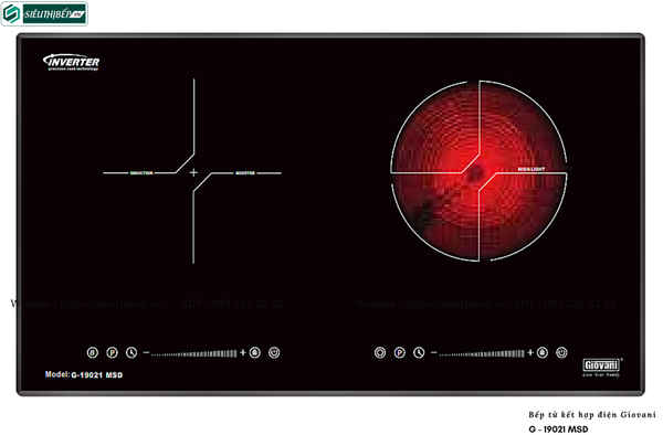Bếp kết hợp Giovani G - 19021 MSD (Từ kết hợp điện 2 vùng nấu - Made in Malaysia)
