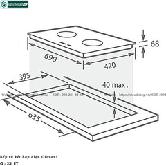 Bếp kết hợp Giovani G - 231 ET (Từ kết hợp điện 2 vùng nấu)