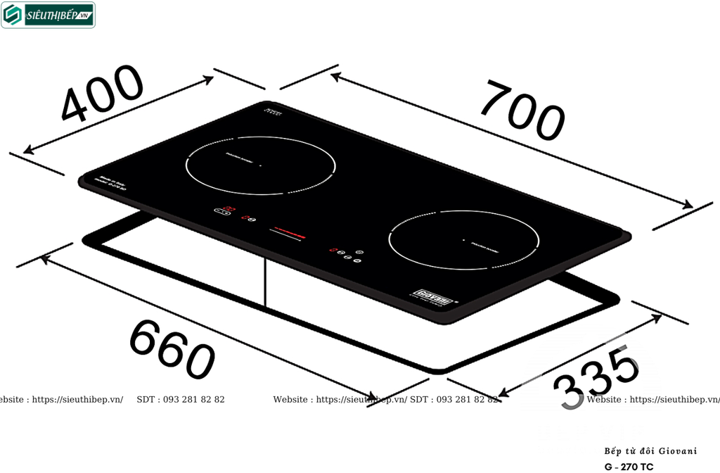 Bếp từ đôi Giovani G - 270 TC (Made in Italya)