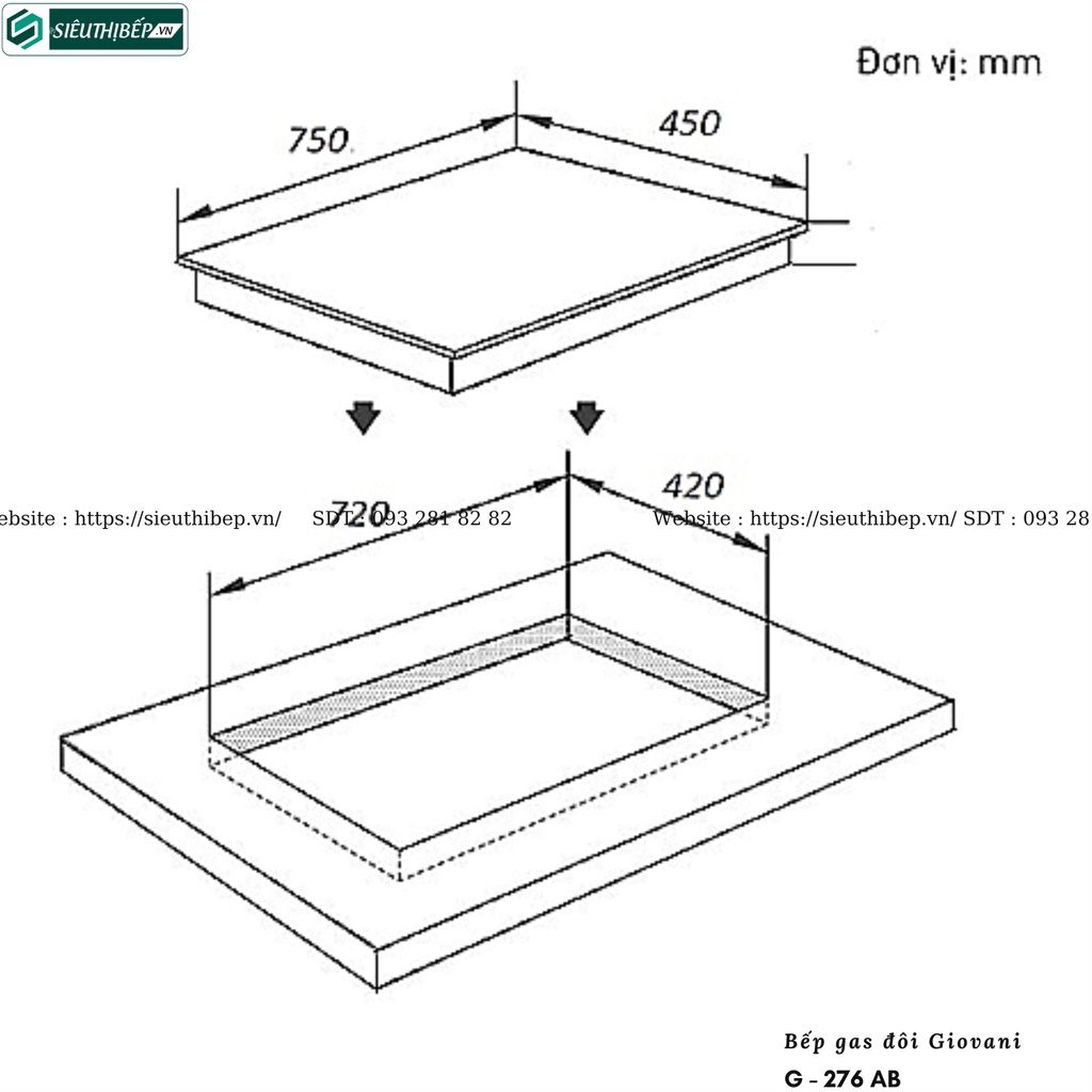 Bếp gas đôi Giovani G - 276 AB (Lắp âm)